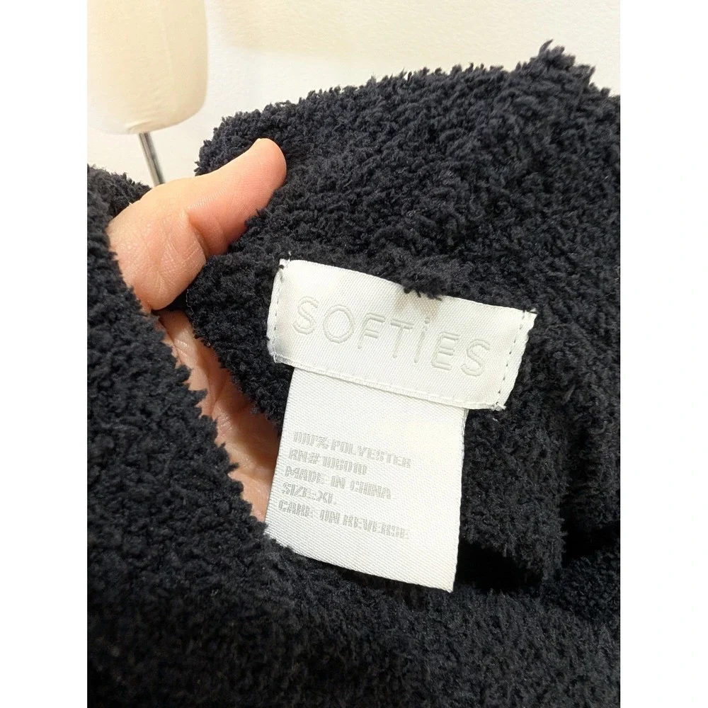 Softies Hoodie Lounge Set Black Hood Pullover Pants‎ XL Womens Pajama Loungewear